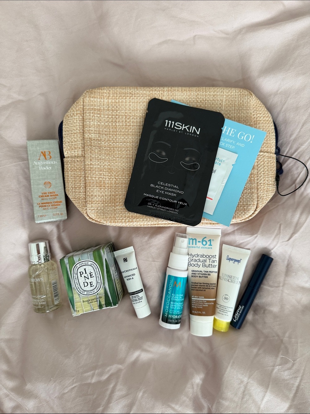 Augustinus Bader, Diptyque, Molton Brown, Supergoop travel Skincare Samples